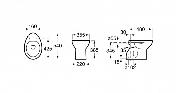 Унитаз (чаша) Roca Victoria приставной 344398000 