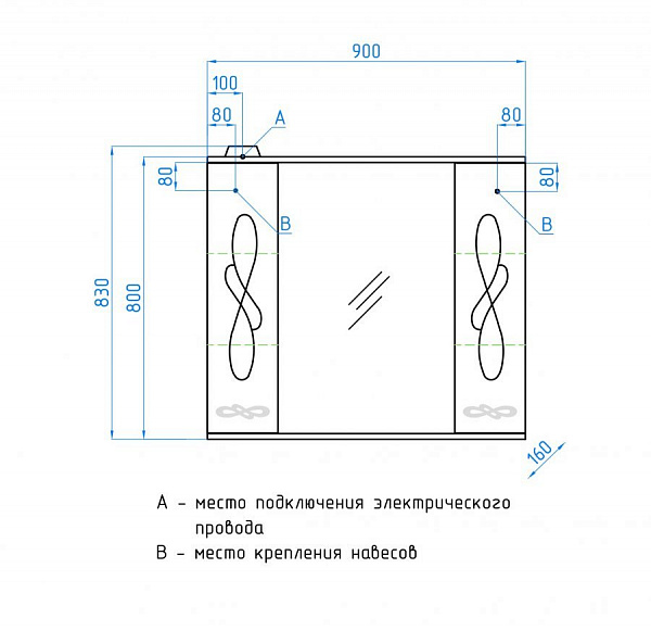 Зеркальный шкаф Style Line Венеция 90х83/С