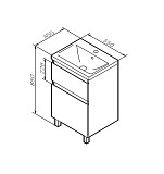 M85AFSX0552WG X-Joy, База под раковину, напольная, 55 см, 2 ящика, белый глянец