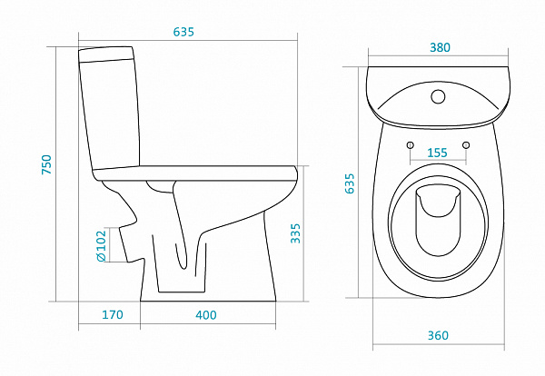 Унитаз Анимо с диагональным выпуском 1WH302137 Santek