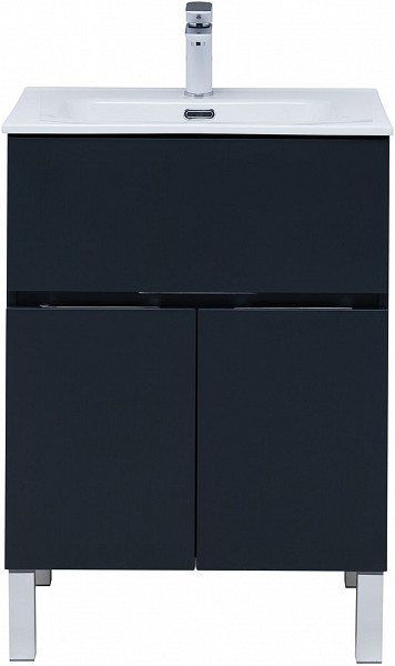 Тумба под раковину Aquanet Алвита New 60 1 ящик, 2 дверцы, антрацит 00277547