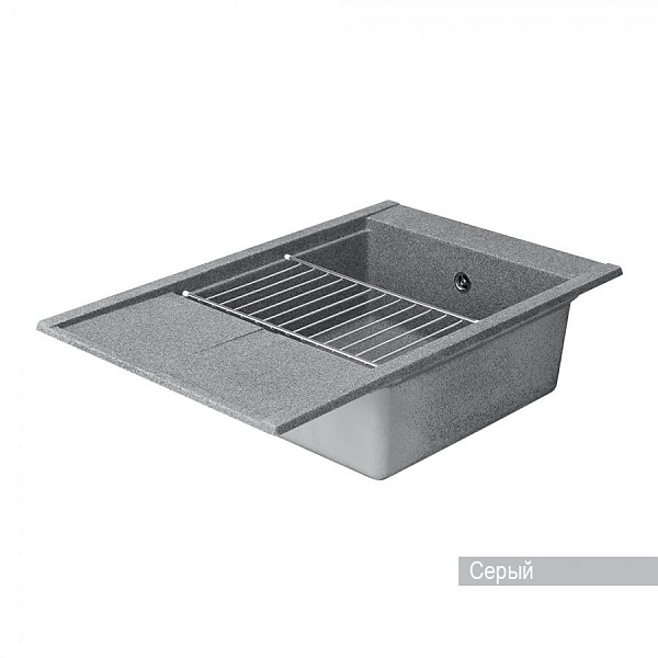 Мойка для кухни Aquaton Делия 78 прямоугольная с крылом серая 1A715132DE230