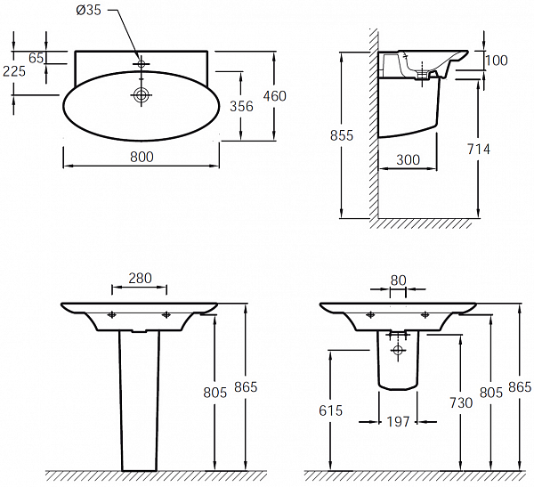 Подвесная раковина-столешница Jacob Delafon Presquile 80х46 см E4437-00