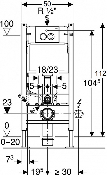 Комплект инсталляции с подвесным унитазом Geberit Renova Compact 500.122.TC.R