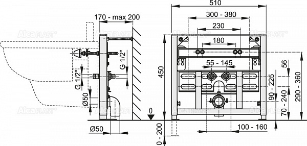 Монтажная рама для биде AlcaPlast A105/450