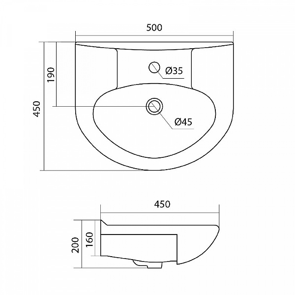 Полукруглая раковина Santek Канны 50 1WH110243