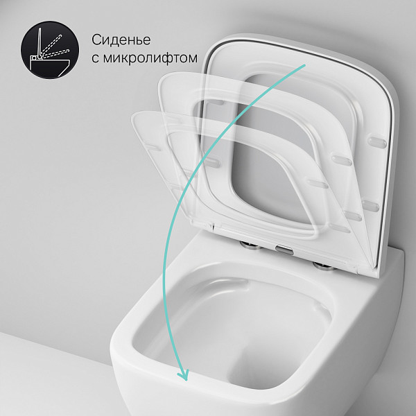 C901701SC Gem подвесной унитаз FlashClean с сиденьем микролифт