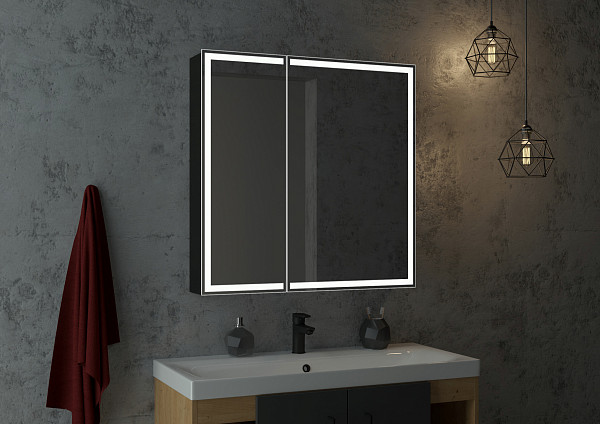 Зеркало-шкаф Континент "Mirror Box black Led" 600х800