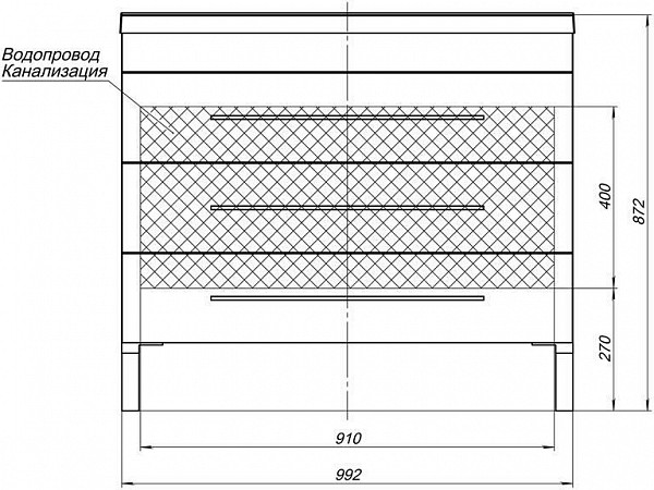 Тумба с раковиной Aquanet Верона 100 белый (напольная 3 ящика) 00287663
