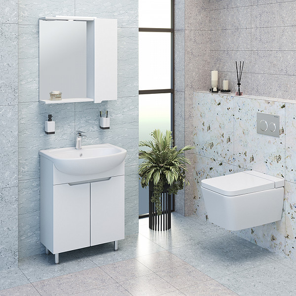 Зеркало со шкафчиком  АГАТА 60 с подсветкой Правое