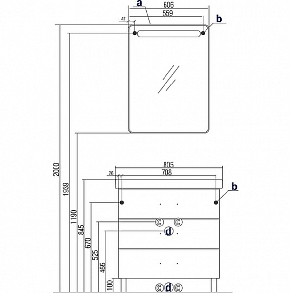 Тумба под раковину Акватон Америна 76 см 1A169101AM950