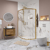 Душ. ограждение NG-6421-08 GOLD (120*80*190) полукруг, двери раздвижные, 1 место