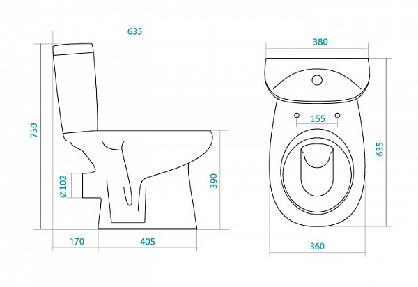 Унитаз Анимо с горизонтальным выпуском 1WH302132 Santek