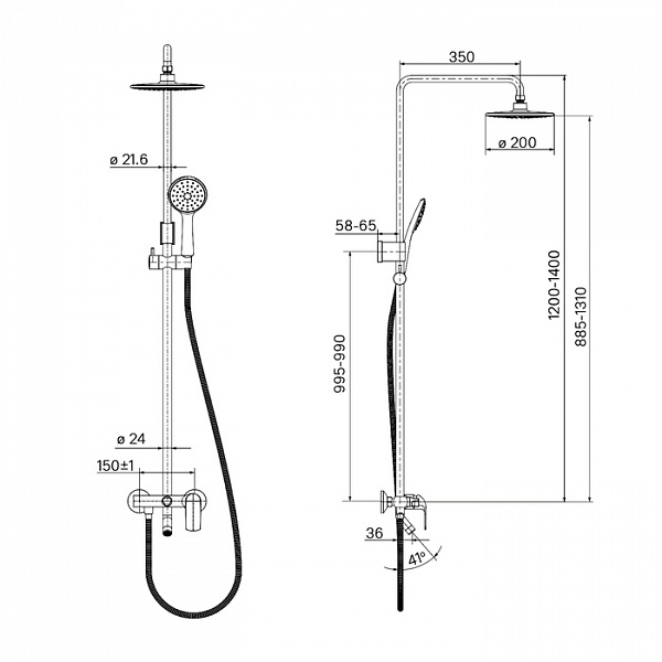 Смеситель с верхним душем, Chip, IDDIS, CHISB1Fi06
