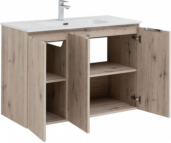 Тумба под раковину Aquanet Алвита New 100 3 дверцы, дуб веллингтон белый 00277533