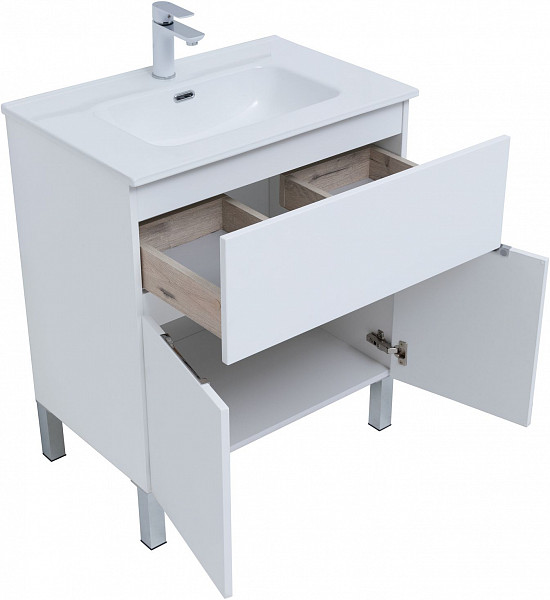 Тумба под раковину Aquanet Алвита New 70 1 ящик, 2 дверцы, белый матовый 00303901