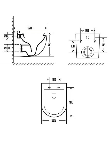 AQM2006 Унитаз подвесной AQUAme с сиденьем SoftClose, технология смыва Rimless, скрытый крепеж. 520х360х410