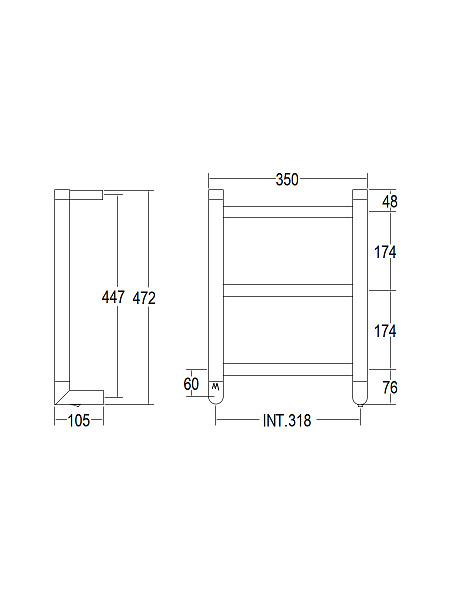 Полотенцесушитель электрический Margaroli Sole 540/S, цвет: хром 540/S