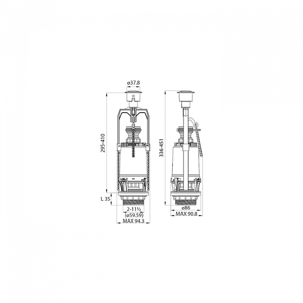 Арматура смывная, 1-ур, боковой подвод, тип А, IDDIS, F012400-0005