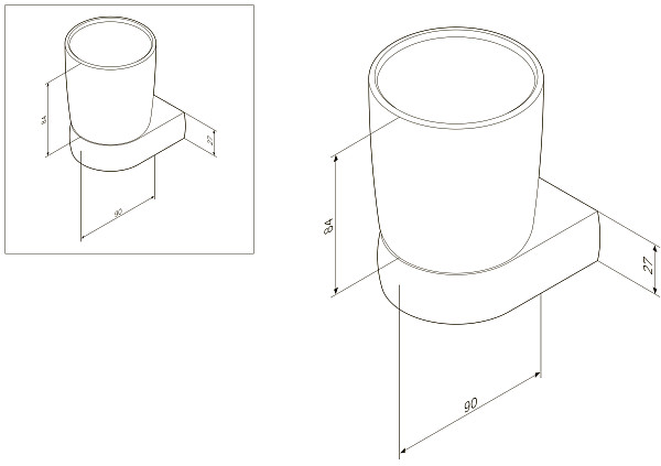 A3034300 Sensation, Стеклянный стакан с настенным держателем, хром, шт