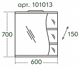 Зеркальный шкаф Волна 60 левый Санта 101013