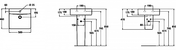 Раковина Ideal Standard Connect Cube 50 см E788401