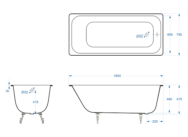 Ванна чугунная Delice Aurora 1400х700 с отверстиями под ручки