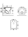 AQM2004 Унитаз подвесной AQUAme с сиденьем SoftClose, технология смыва Rimless, скрытый крепеж. 490x340x350
