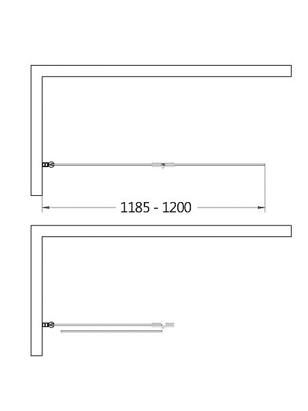 Шторка  на ванну AQUAme 1200*1400мм., стекло 6мм, цвет профиля хром, петли латунные.