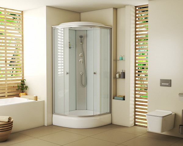 Душ.каб. NG-3304-14 (900х900х2150) низкий поддон(26см) стекло МАТОВОЕ 4 места