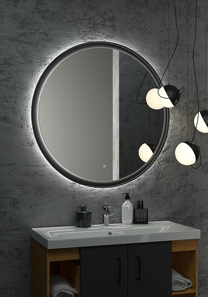 Зеркало Континент "Planet black Led" D 1000 с бесконтактным сенсором