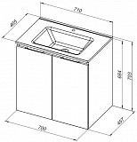 Тумба под раковину Aquanet Алвита New 70 2 дверцы, белый матовый 00303905