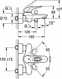 Смеситель для ванны с душем Grohe Eurostyle New 33591003