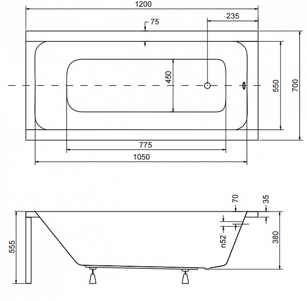 Акриловая ванна Besco Modern 120x70 WAM-120-MO