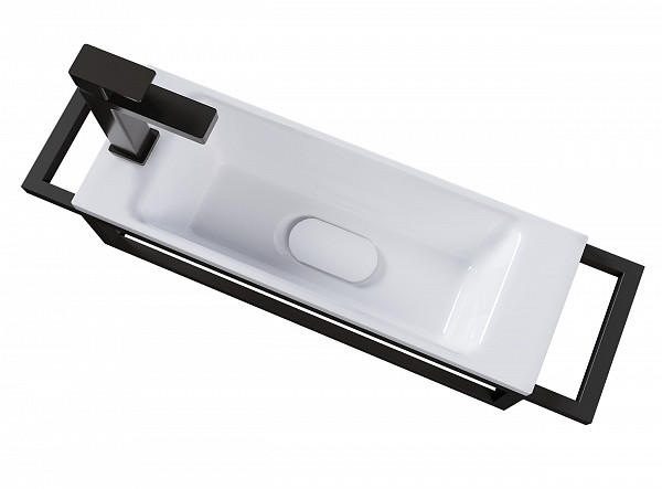 Консоль подвесная "МЕТРИС-50 см" черная с прав. и лев. полотенцедержателем (ум. Модуль-50)