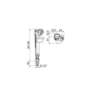 Заливной механизм Koller Pool A17-1/2" с нижн.подвод. пластик