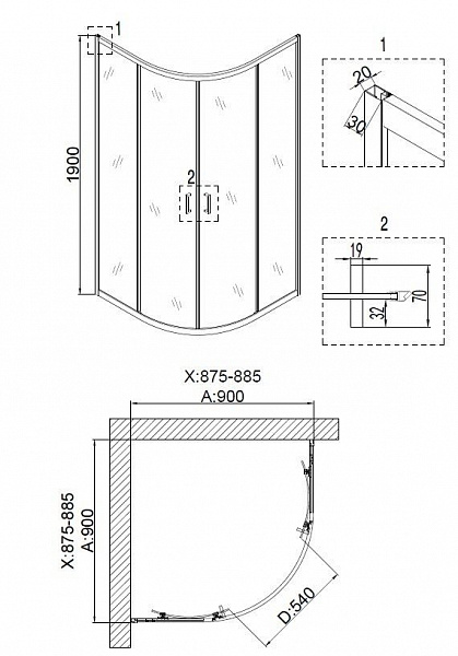 Душевой уголок Niagara Nova 90х90х190 NG- 6606-08