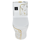 EY-9005 Унитаз -моноблок, с сиденьем термопласт с микролифтом белый/золото