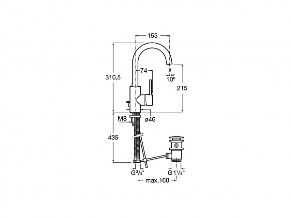 Смеситель Roca Targa для раковины 5A4060C00