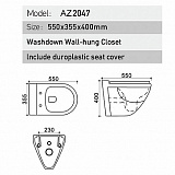 Унитаз подвесной Azario Trend 550х355х400 безободковый с сиденьем микролифт (AZ-2047)