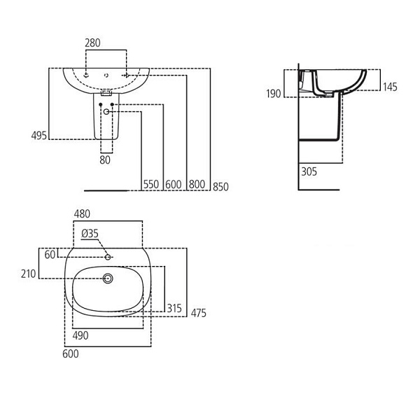 Раковина Ideal Standard Tesi 60 см T351401