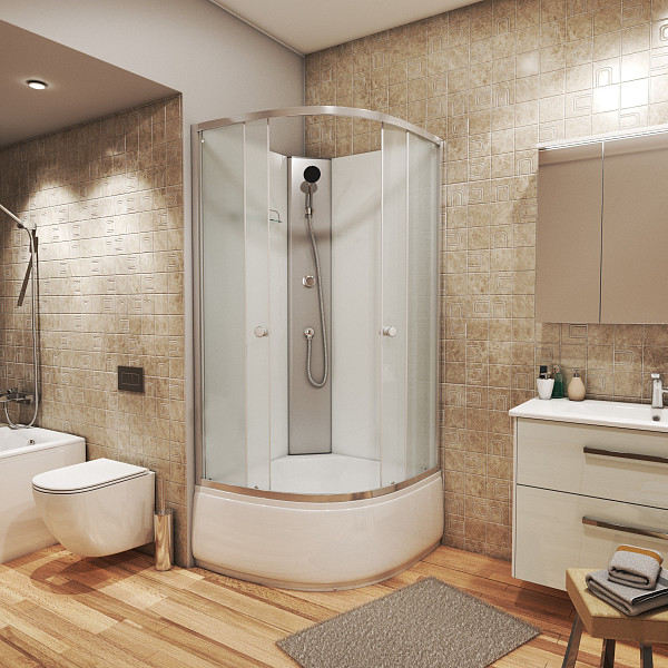 Душ.каб. NG-7308-14BK (900х900х1950) высокий поддон(40см) стекло МАТОВОЕ 4 места