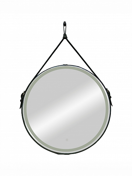 Зеркало Континент "Millenium Black Led" D 650 на ремне из натуральной кожи черного цвета