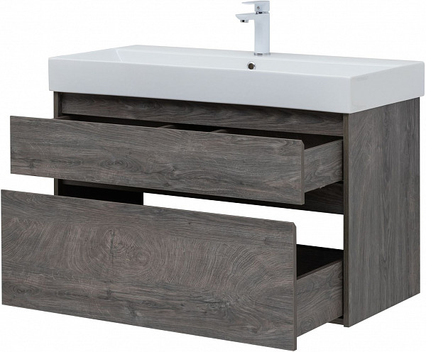 Тумба под раковину Aquanet Nova Lite 100 (SLIM SYNERGY) дуб рошелье, 2 ящика 00249941