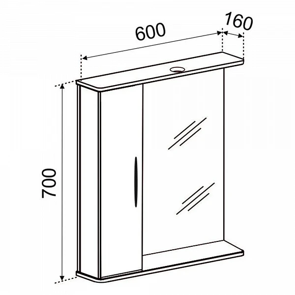 Зеркало со шкафчиком Emmy Рокард (Левое) 60х70