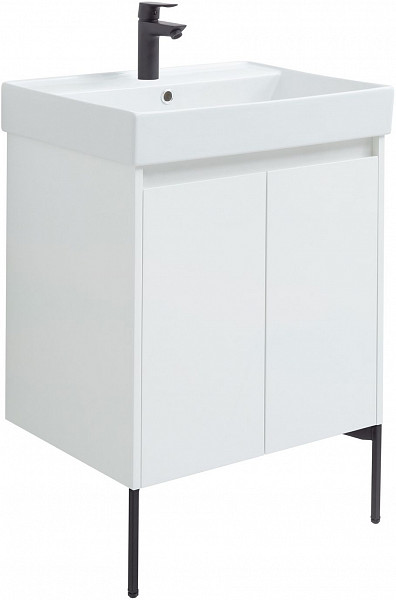 Тумба под раковину Aquanet Nova Lite 60 белый глянец (2 дверцы) 00298847