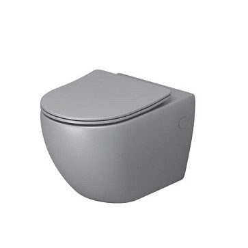 Унитаз GR-4411GLMS Color (550*365*395) СВЕТЛО-СЕРЫЙ МАТОВЫЙ подвесной БЕЗОБОДКОВЫЙ