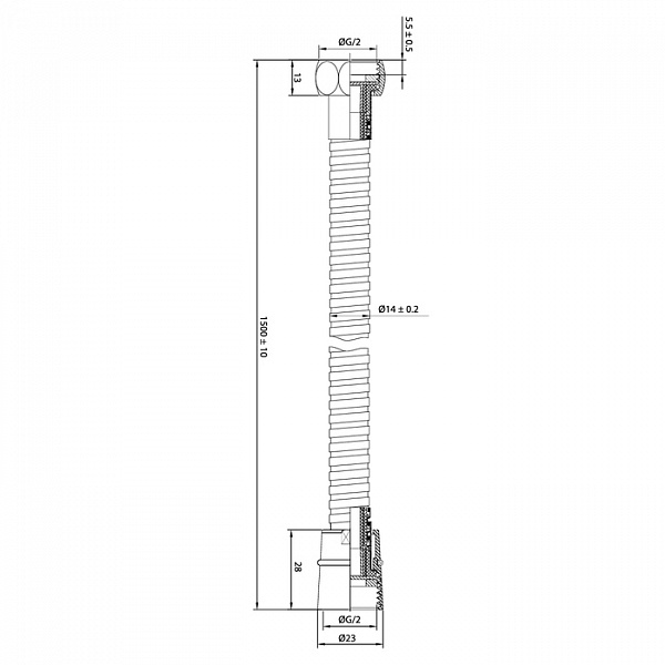 Шланг для душа, бронза, нерж.сталь, 1.5м, IDDIS, 030S15Bi19