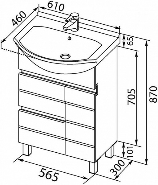 Тумба с раковиной Aquanet Доминика 60 белый 00212754