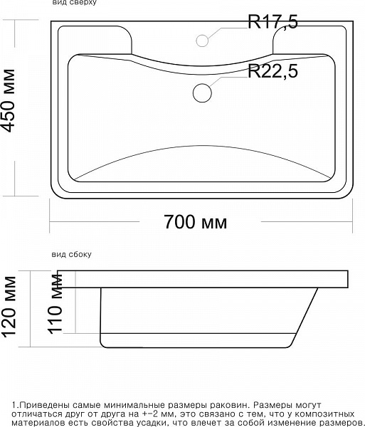 Раковина Grossman Адель 70 см 4627173210232